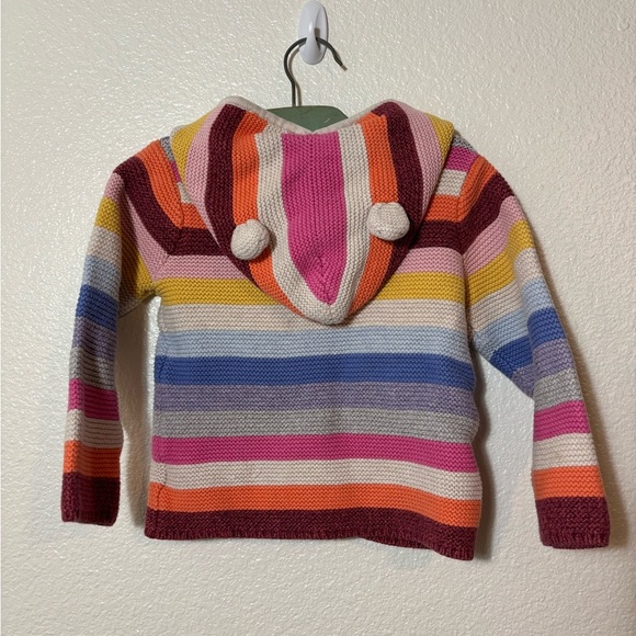 Baby Gap Bright Stripe Bear Hoodie Size 18-24 Months | knit | cotton | colorful - Picture 4 of 5